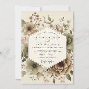 Beige Botanical Autumn Wedding Invitation