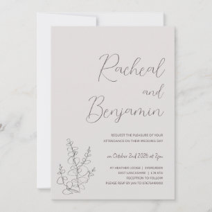Beige botanical minimalist wedding invitations