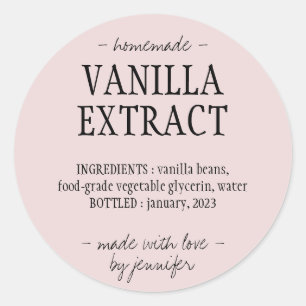 Beige Bottle Homemade drinking Vanilla Extract Classic Round Sticker