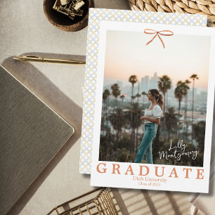 Beige Bow Coquette Trellis Graduation Announcement