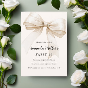 Beige bow elegant Sweet 16 luxury Invitation