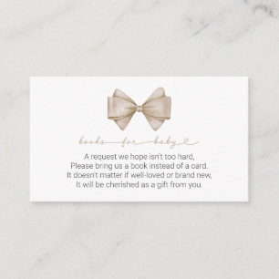 Beige Bow Modern Boho Baby Shower Books for Baby Enclosure Card