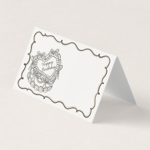 Beige Bow Retro Coquette Cake Birthday Place Cards