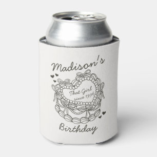 Beige Bow That Girl Heart Coquette Cake Birthday Can Cooler