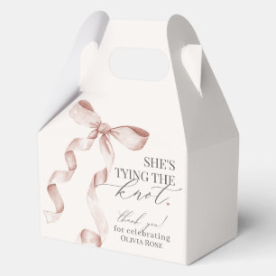 Beige Bow Tying the Knot Bridal Shower Gift Favour Box