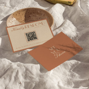 Beige Bronzer Old Money QR Code Wedding RSVP Card