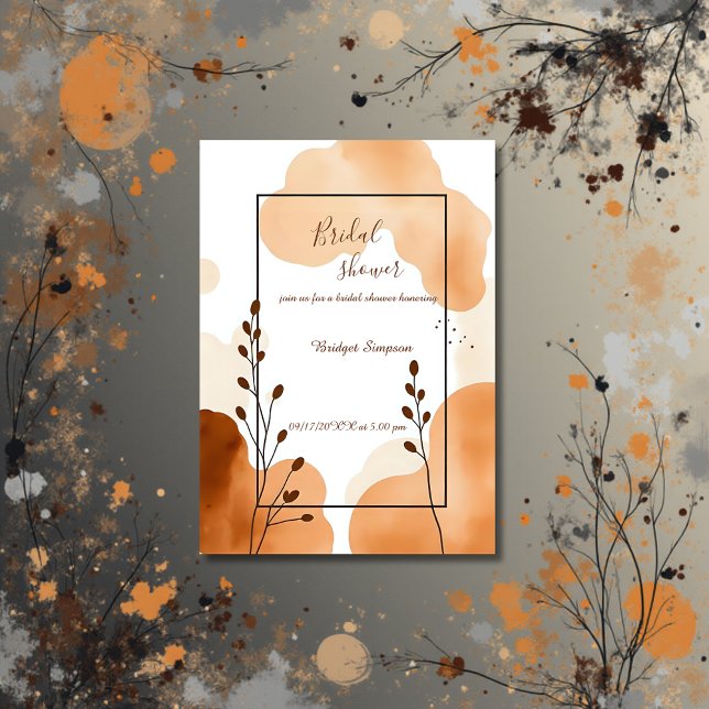beige brown abstract Rustic boho Bridal Shower Invitation (Creator Uploaded)