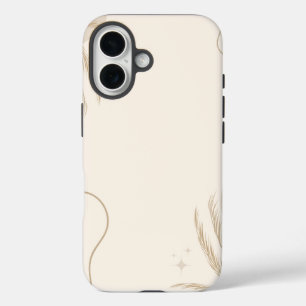 Beige Brown Aesthetic Floral Linktree Background iPhone 16 Case