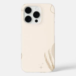 Beige Brown Aesthetic Floral Linktree Background iPhone 16 Pro Case
