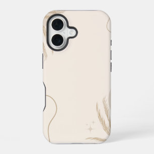 Beige Brown Aesthetic Floral Linktree Background iPhone 16 Case