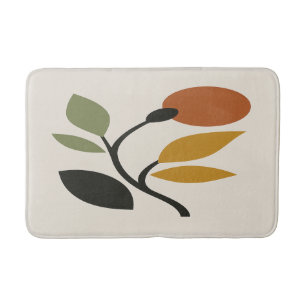 Beige, Brown and Green Botanical Bath Mat