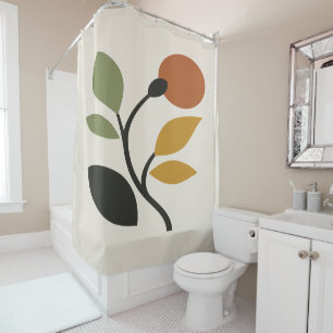 Beige, Brown, and Green Botanical Shower Curtain