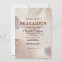 Beige Brown and Pink Gold Glitter Graduation