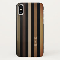Beige Brown & Black Vertical Stripes Monogram