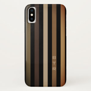 Beige Brown & Black Vertical Stripes Monogram Case-Mate iPhone Case