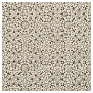 Beige Brown Black White Aztec Mosaic Pattern Fabric