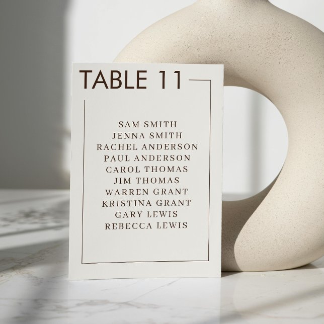 Beige Brown Border Simple Wedding Table Number (Beige Brown Border Simple Wedding Table Number)