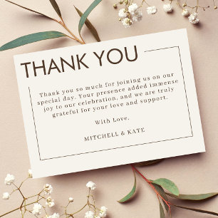 Beige Brown Border Simple Wedding Thank You Card