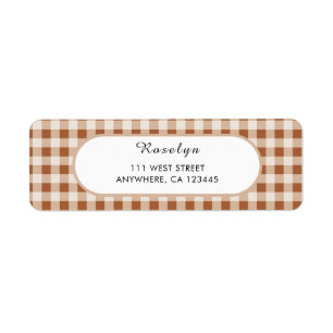 Beige Brown Buffalo Plaid Holiday Return Address 