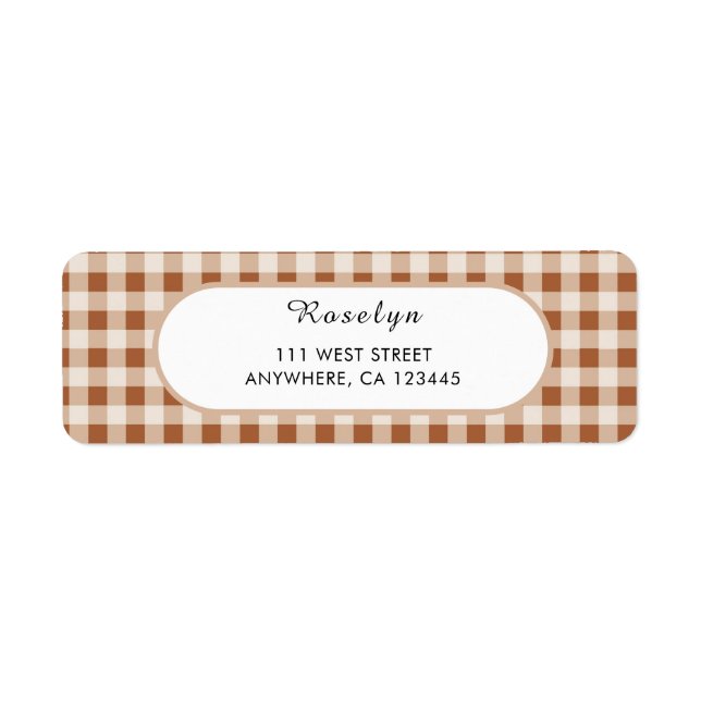 Beige Brown Buffalo Plaid Holiday Return Address  (Front)