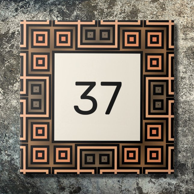  Beige & Brown Chic Fancy Deco House Number Plaque Tile (Creator Uploaded)