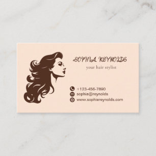 Beige Brown Elegant Hair Salon Business Card