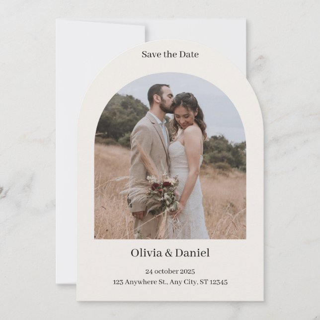 Beige Brown Elegant Minimalist Save the Date Invit Invitation (Front)