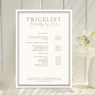 Beige & Brown, Elegant, Salon Price List Poster