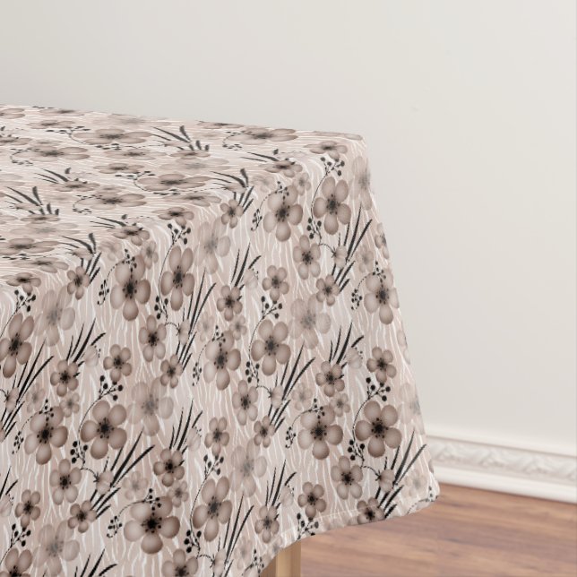 Beige brown flowers pattern on tiger background re tablecloth (In Situ)