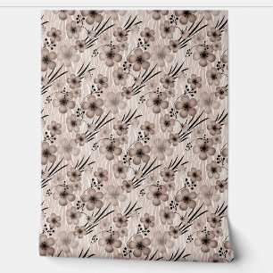 Beige brown flowers pattern on tiger background re wallpaper