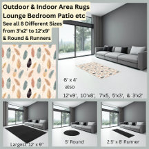 Beige Brown Green Cream Grey Feathers Boho Area