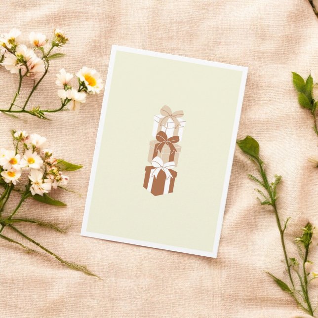 Beige Brown Holiday Gift Box Festive Elegance Card (Creator Uploaded)