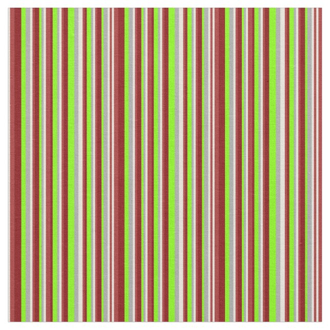 Beige, Brown, Maroon, Chartreuse & Dark Grey Fabric (Close Up)