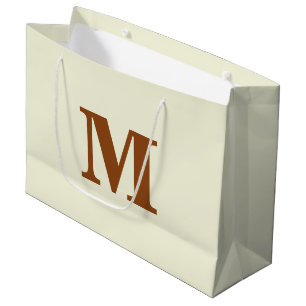 Beige & Brown Modern Letter Monogram Large Gift Bag