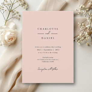 Beige-Brown, modern, minimal, typography wedding  Invitation