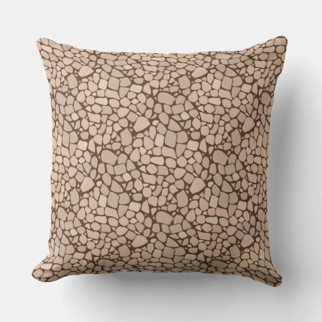 Beige Brown mosaic tile abstract pattern Cushion (Front)