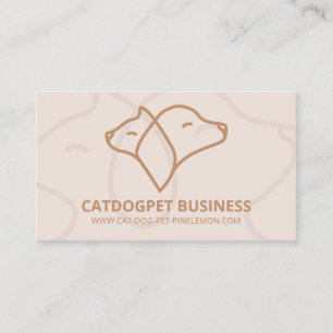 Beige Brown Qr Code Logo Dog Cat Pet Business Card