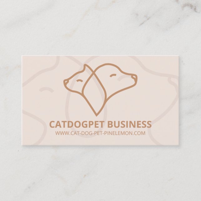 Beige Brown Qr Code Logo Dog Cat Pet Business Card (Front)
