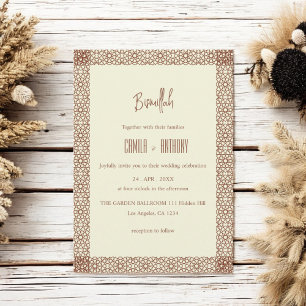 Beige Brown Rustic Islamic Geometric Single Border Invitation