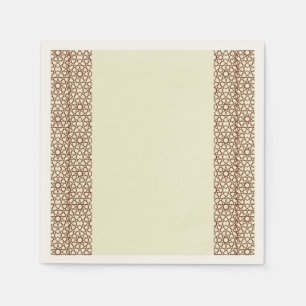 Beige Brown Rustic Islamic Geometric Single Border Napkin