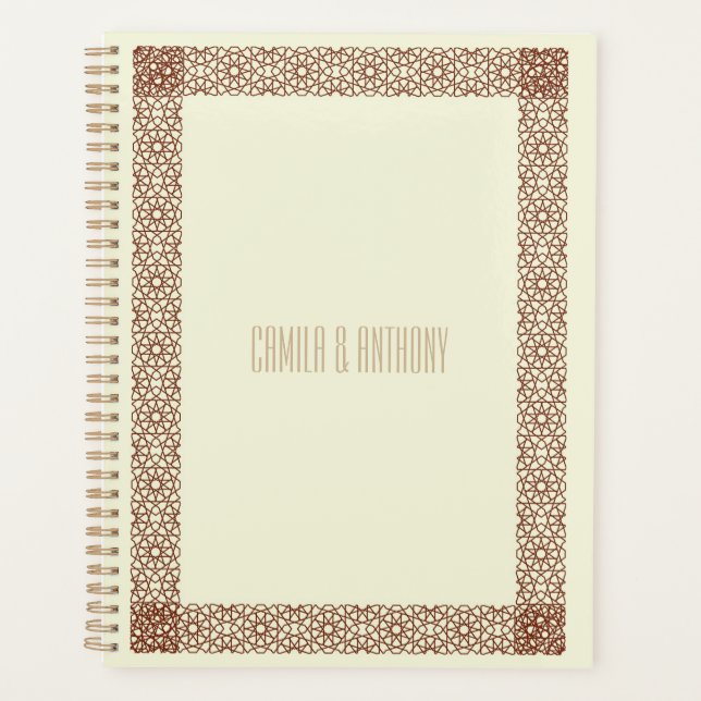 Beige Brown Rustic Islamic Geometric Single Border Planner (Front)