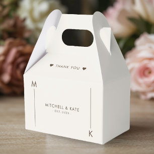 Beige Brown Simple Monogram Wedding Favour Box
