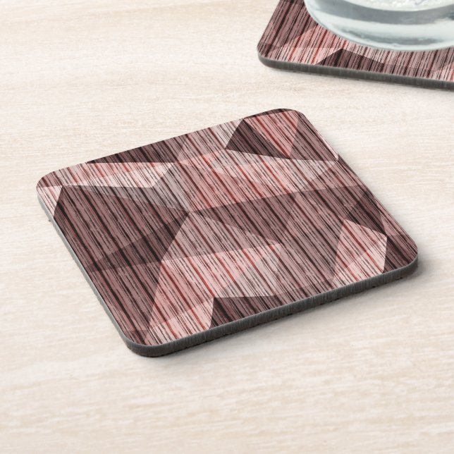 Beige, brown textured polygonal coaster (Left Side)