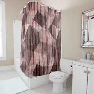Beige, brown textured polygonal shower curtain