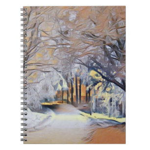 Beige Brown Yellow Winter Scenery Watercolor Notebook