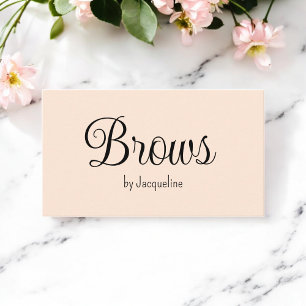 Beige Brows Beauty Simple Script  Business Card