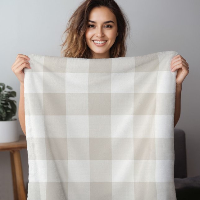 Beige Buffalo Check | Modern Farmhouse Decor Fleece Blanket (Creator Uploaded)