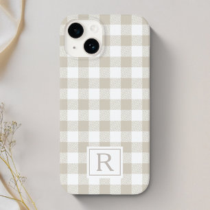 Beige Buffalo Check Personalised Monogram Case-Mate iPhone 14 Case