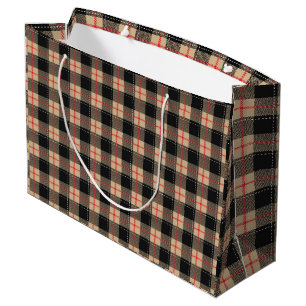 Beige Buffalo Plaid Large Gift Bag