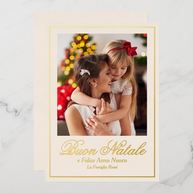 Beige Buon Natale e Felice Anno Nuovo Script Photo (Front/Back)